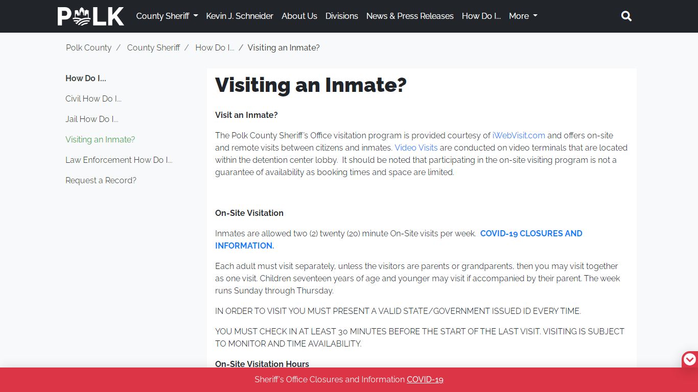 Visiting an Inmate? - Polk County Iowa